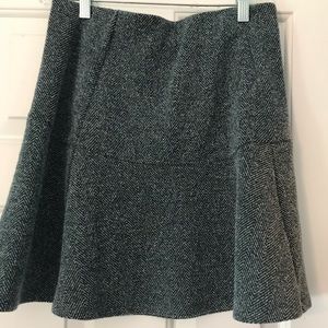 Loft green multicolored flare skirt size S